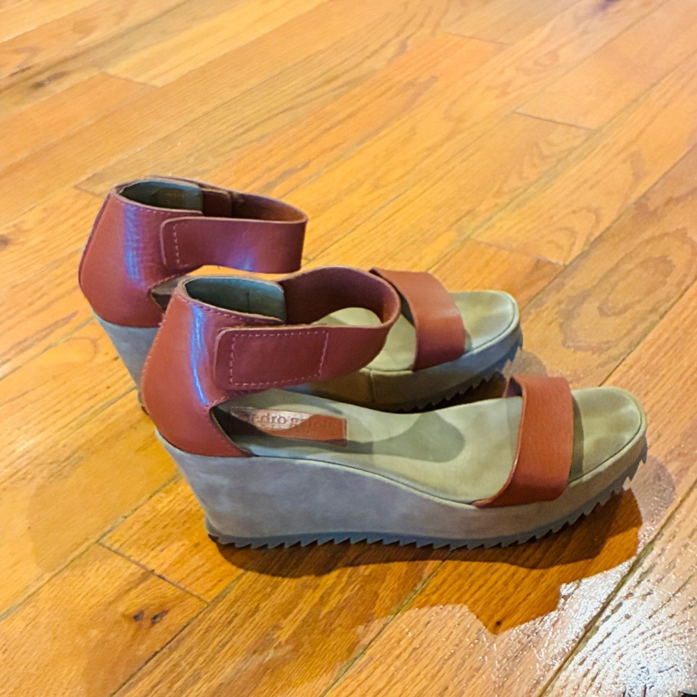 Pedro Garcia Wedge Sandals Womens 39 Brown Leather Platform Ankle Strap Spain - Picture 3 of 11